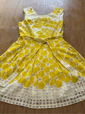 Yellow Floral Fit-and-Flare Women’s Dress